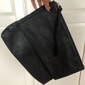 Black Genuine Leather Zara Envelope Flap Clutch